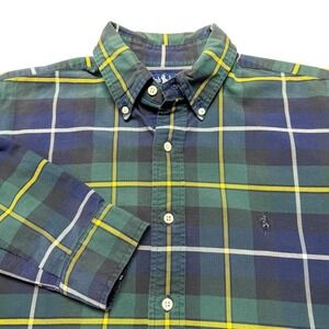 Ralph‎ Lauren Shirt Mens Medium Blue Green Plaid Button Down Cotton Pony Logo